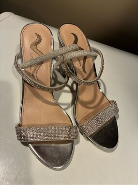Nina Silver Rhinestone Strappy Heeled Sandals